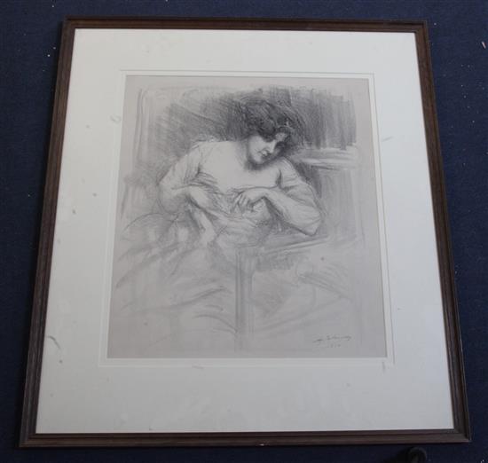 Albert de Belleroche (1864-1944) Study of a seated woman 21.5 x 19in., and another of a lady, 27 x 20in.